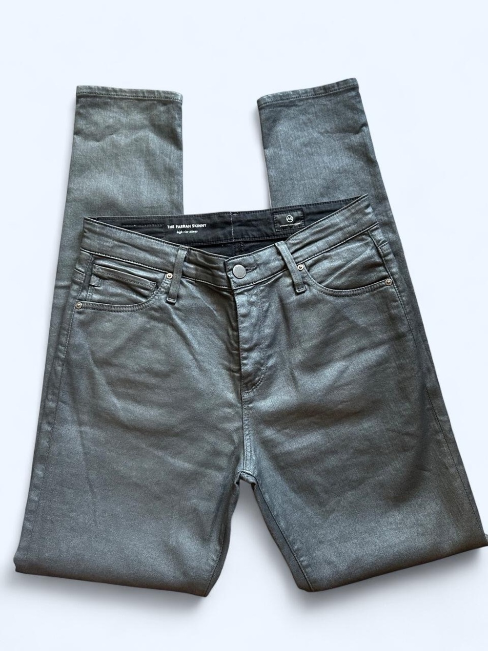 AG Adriano Goldschmied Farrah Skinny Jeans Size 28 Waxed Coated